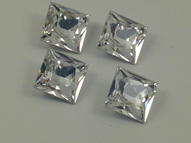 4mm SQUARE 36pcs. CRYSTAL STAR BRIGHT POINTED BACK Rhinestones